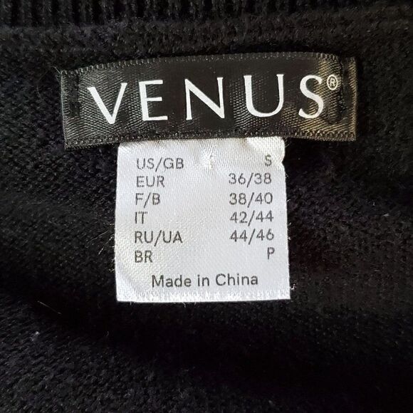 Venus Womens Tunic Sweater S Black Silvertone Metal Circles Dots - Picture 4 of 6